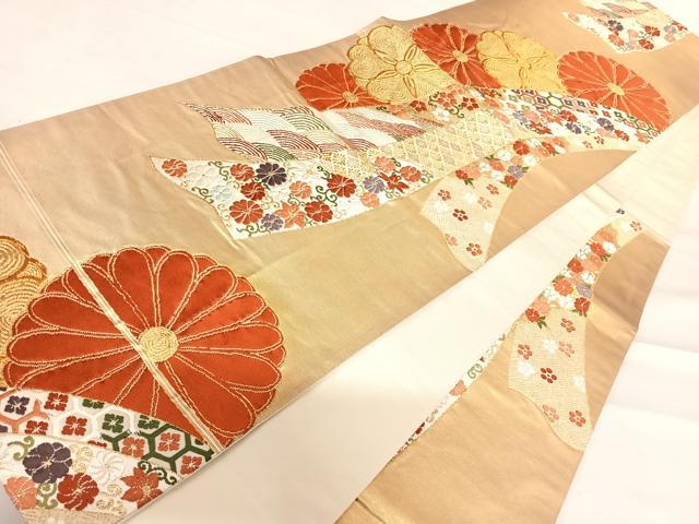 平和屋着物◎六通柄袋帯　唐織　吉祥花文　金糸　正絹　逸品　AABD3673yx