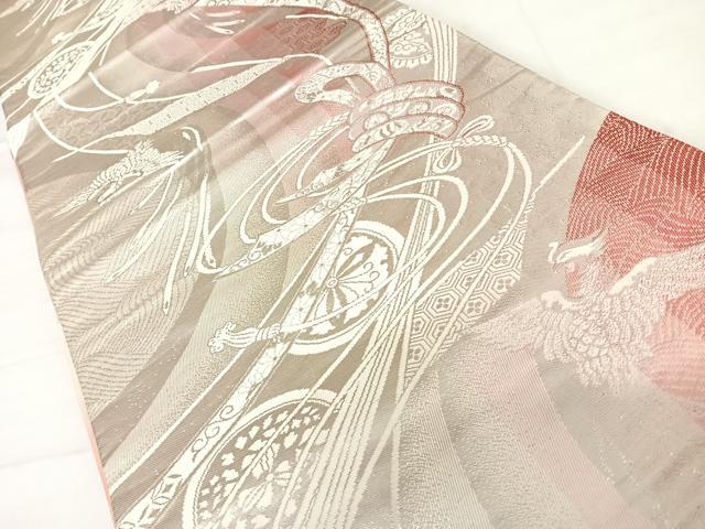 平和屋着物◎両面六通柄袋帯　唐織　束ね熨斗鳳凰花文　金銀糸　正絹　逸品　AABD3676yx