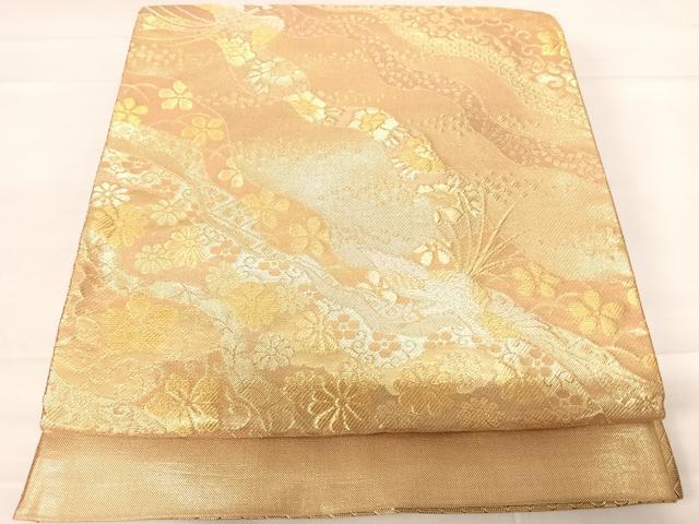 平和屋着物◎佐賀錦　六通柄袋帯　道長鳳凰花文　金銀糸　正絹　逸品　AABD3682yx