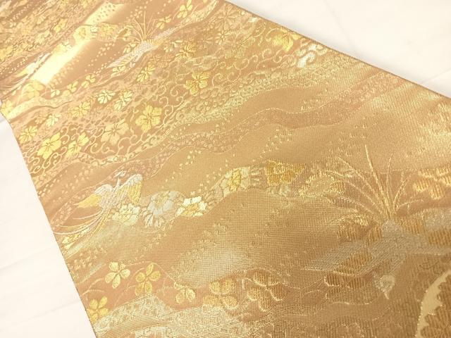 平和屋着物◎佐賀錦　六通柄袋帯　道長鳳凰花文　金銀糸　正絹　逸品　AABD3682yx