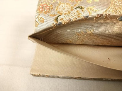 平和屋着物◎六通柄袋帯　唐織　更紗花文　金糸　引箔　正絹　逸品　AABD3687yx