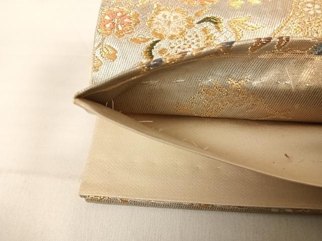 平和屋着物◎六通柄袋帯　唐織　更紗花文　金糸　引箔　正絹　逸品　AABD3687yx