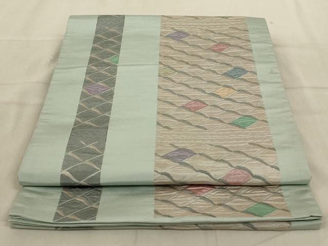 平和屋着物◎六通柄袋帯 幾何学間道 正絹 逸品 AABD3729ou