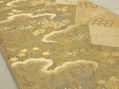 平和屋着物◎六通柄袋帯　草花文　金糸　正絹　逸品　AABD3730ou