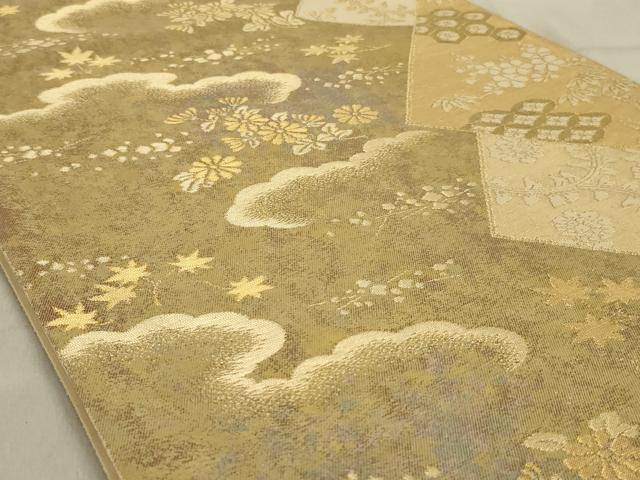平和屋着物◎六通柄袋帯　草花文　金糸　正絹　逸品　AABD3730ou