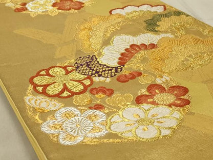 平和屋着物◎六通柄袋帯　唐織　花丸文　金銀糸　正絹　逸品　AABD3731ou