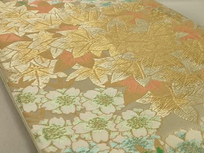 平和屋着物◎六通柄袋帯　舞花文　金糸　正絹　逸品　AABD3736ou