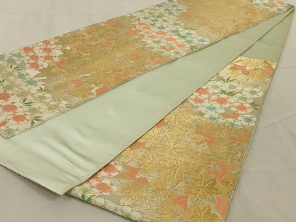 平和屋着物◎六通柄袋帯　舞花文　金糸　正絹　逸品　AABD3736ou
