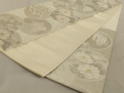 平和屋着物◎六通柄袋帯　唐織　花丸文　金銀糸　正絹　逸品　AABD3747ou