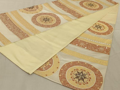 平和屋着物◎六通柄袋帯　花丸文　金糸　正絹　逸品　AABD3751ou