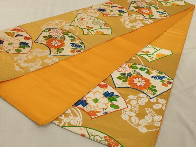平和屋着物◎六通柄袋帯　唐織　地紙花文　金銀糸　正絹　逸品　AABD3753ou