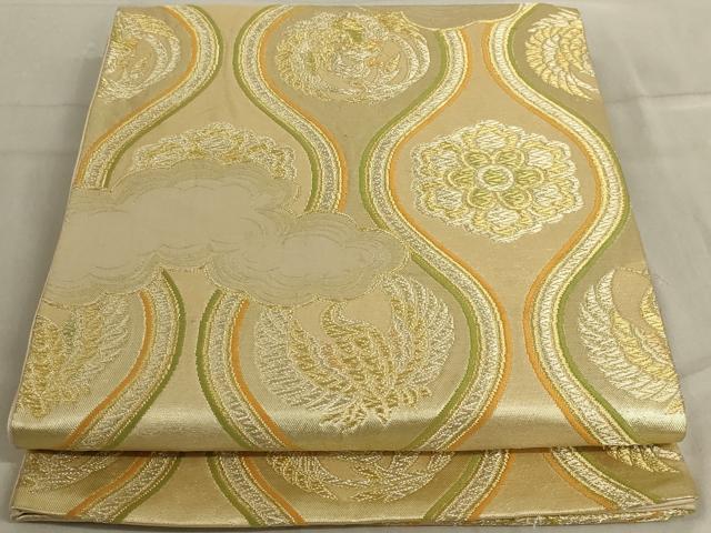 平和屋着物◎六通柄袋帯 立涌花鳥文 金糸 正絹 逸品 AABD3760ou