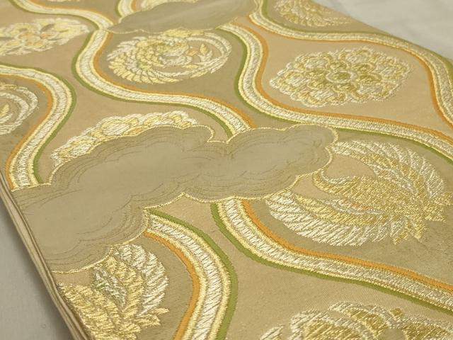 平和屋着物◎六通柄袋帯 立涌花鳥文 金糸 正絹 逸品 AABD3760ou