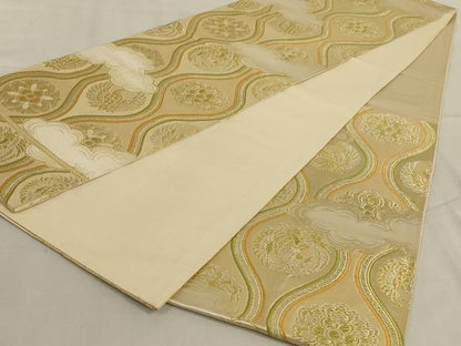 平和屋着物◎六通柄袋帯 立涌花鳥文 金糸 正絹 逸品 AABD3760ou