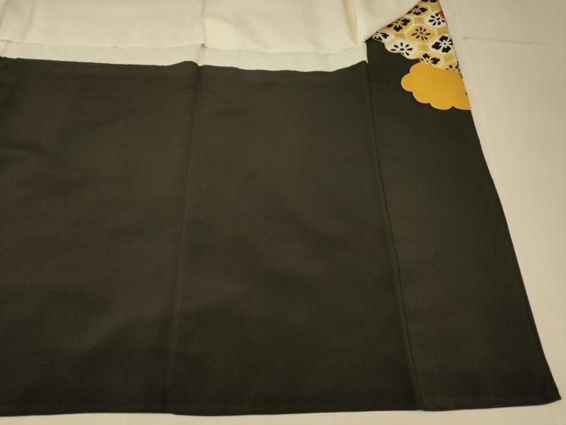 平和屋着物■豪華黒留袖　駒刺繍　吉祥地紙鳳凰花文　暈し染め　金彩　正絹　逸品　AABD3763fw