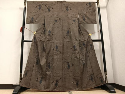 平和屋着物●本場大島紬　一元7マルキ　花陶器文　正絹　逸品　AABD3922ph