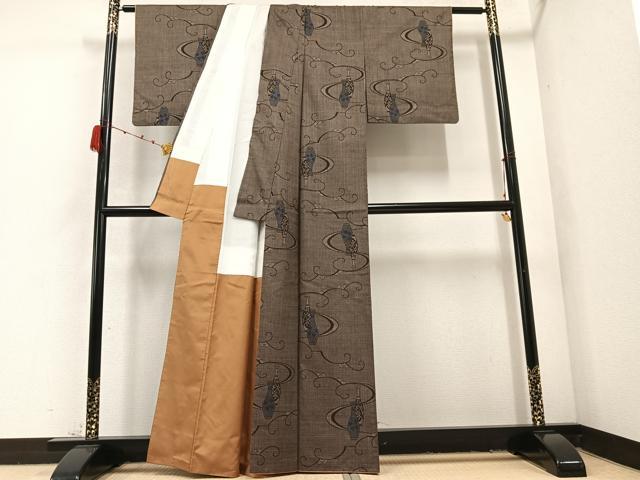 平和屋着物●本場大島紬　一元7マルキ　花陶器文　正絹　逸品　AABD3922ph