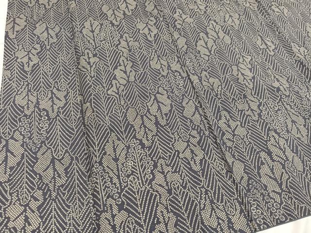 平和屋着物●上質な小紋　紬地　葉尽くし　正絹　逸品　AABD3924ph