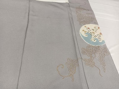 平和屋着物●訪問着　友禅　刺繍　草花丸文　暈し染め　金彩　正絹　逸品　AABD3927ph