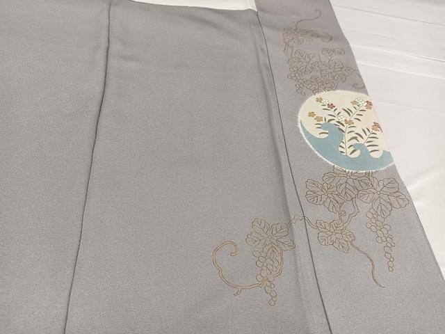平和屋着物●訪問着　友禅　刺繍　草花丸文　暈し染め　金彩　正絹　逸品　AABD3927ph