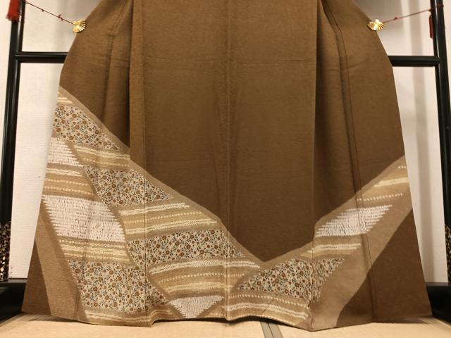 平和屋着物●訪問着　絞り　草花文　正絹　逸品　AABD3929ph