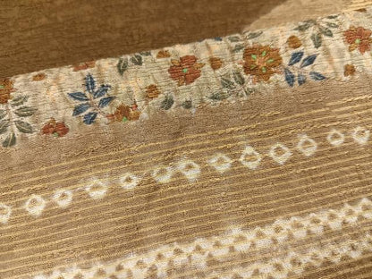 平和屋着物●訪問着　絞り　草花文　正絹　逸品　AABD3929ph
