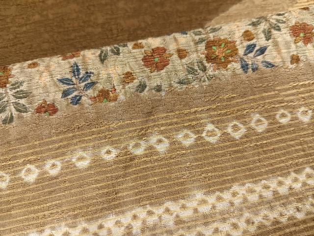平和屋着物●訪問着　絞り　草花文　正絹　逸品　AABD3929ph