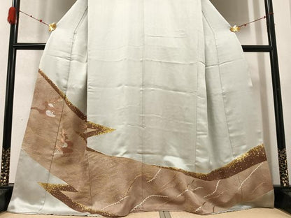 平和屋着物●豪華色留袖　刺繍　立波文　金彩　高島屋扱い　正絹　逸品　AABD3950ph