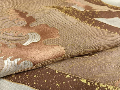 平和屋着物●豪華色留袖　刺繍　立波文　金彩　高島屋扱い　正絹　逸品　AABD3950ph