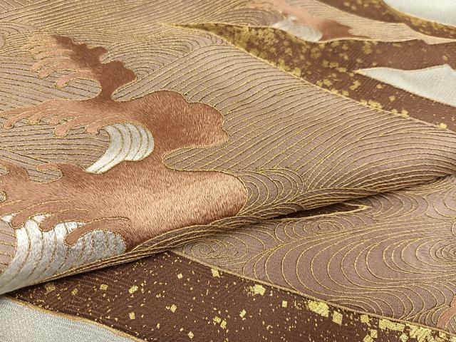 平和屋着物●豪華色留袖　刺繍　立波文　金彩　高島屋扱い　正絹　逸品　AABD3950ph