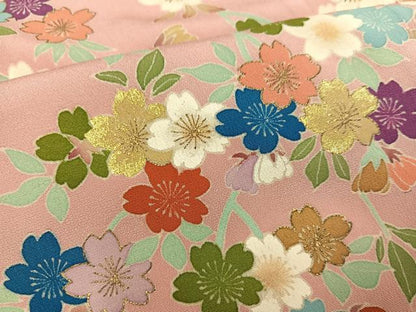 平和屋着物●豪華色留袖　友禅　手描き　桜　金銀彩　正絹　逸品　AABD3958ph