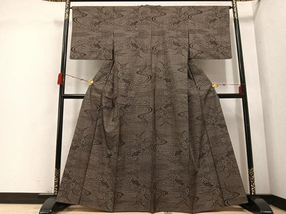 平和屋着物●本場大島紬 一元7マルキ 草花文 正絹 逸品 AABD3959ph