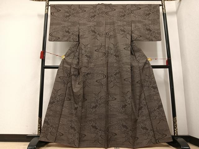 平和屋着物●本場大島紬 一元7マルキ 草花文 正絹 逸品 AABD3959ph