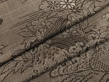 平和屋着物●本場大島紬 一元7マルキ 草花文 正絹 逸品 AABD3959ph