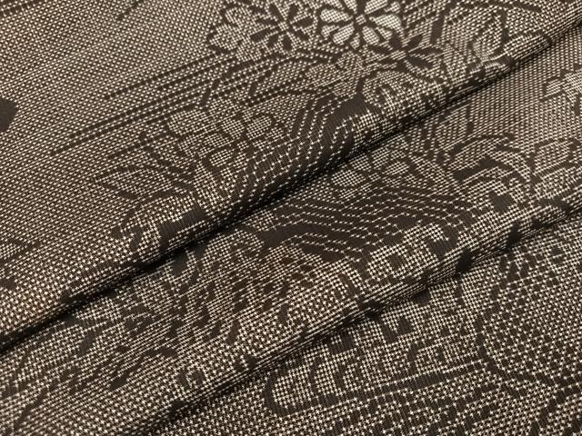 平和屋着物●本場大島紬 一元7マルキ 草花文 正絹 逸品 AABD3959ph