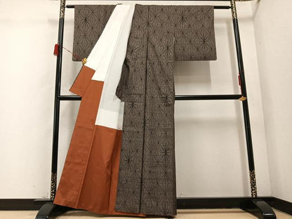 平和屋着物●本場大島紬 カタス9マルキ 麻の葉文様 正絹 逸品 AABD3960ph