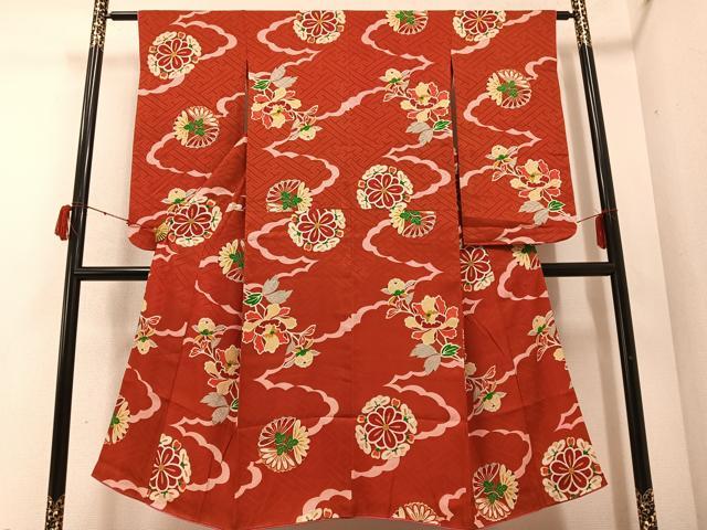 平和屋着物●アンティーク 大正ロマン 小振袖 二尺袖 草花文 正絹 逸品 AABD3967ph