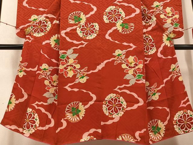 平和屋着物●アンティーク 大正ロマン 小振袖 二尺袖 草花文 正絹 逸品 AABD3967ph