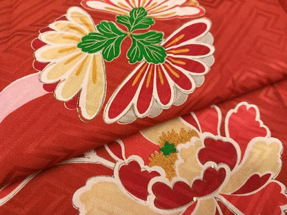 平和屋着物●アンティーク 大正ロマン 小振袖 二尺袖 草花文 正絹 逸品 AABD3967ph