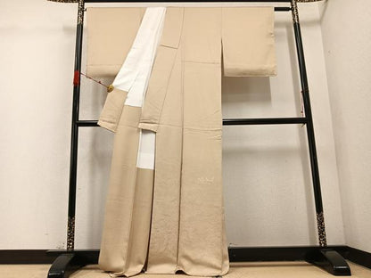 平和屋着物●本加賀友禅作家 押田正義監修 色留訪問着 群れ鶴風景草花文 色無地 枯色 正絹 逸品 未使用 AABD3969ph