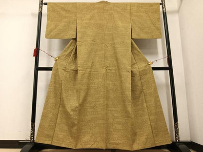 平和屋着物●結城紬 80亀甲 笹 正絹 逸品 AABD3973ph