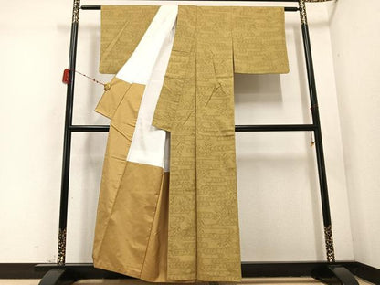 平和屋着物●結城紬 80亀甲 笹 正絹 逸品 AABD3973ph