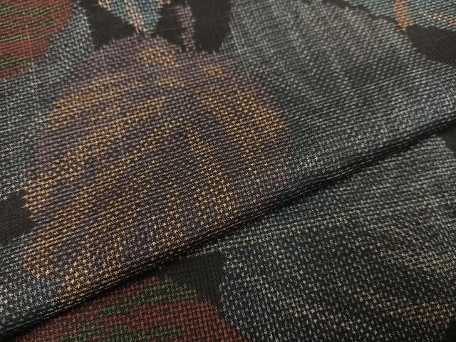 平和屋着物●本場大島紬　一元7マルキ　葉尽くし　正絹　逸品　AABD3979ph