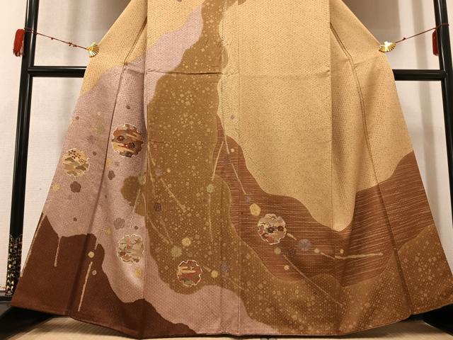 平和屋着物●訪問着 駒刺繍 雪輪花文 金彩 正絹 逸品 AABD3980ph