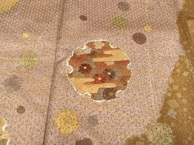 平和屋着物●訪問着 駒刺繍 雪輪花文 金彩 正絹 逸品 AABD3980ph