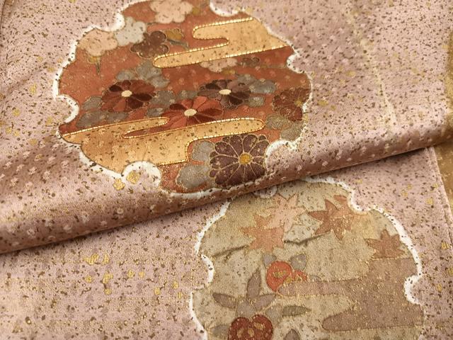 平和屋着物●訪問着 駒刺繍 雪輪花文 金彩 正絹 逸品 AABD3980ph