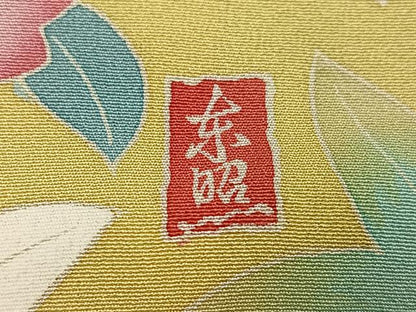平和屋着物●豪華振袖 友禅 作家物 駒刺繍 草花文 暈し染め 金彩 正絹 逸品 AABD3981ph
