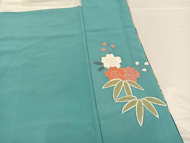 平和屋着物●豪華振袖 友禅 作家物 駒刺繍 草花文 暈し染め 金彩 正絹 逸品 AABD3981ph