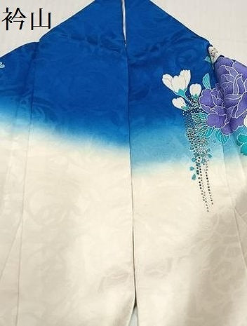 平和屋着物●ブライダルファッションデザイナー・桂由美　振袖　花蝶文　銀彩　正絹　逸品　AABD3984ph