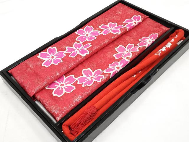 平和屋本店●和装小物　帯締め・帯揚げセット　振袖用　丸ぐけ　刺繍　丹後ちりめん　金糸　金通し地　撚り房　正絹　逸品　AABD4002ay